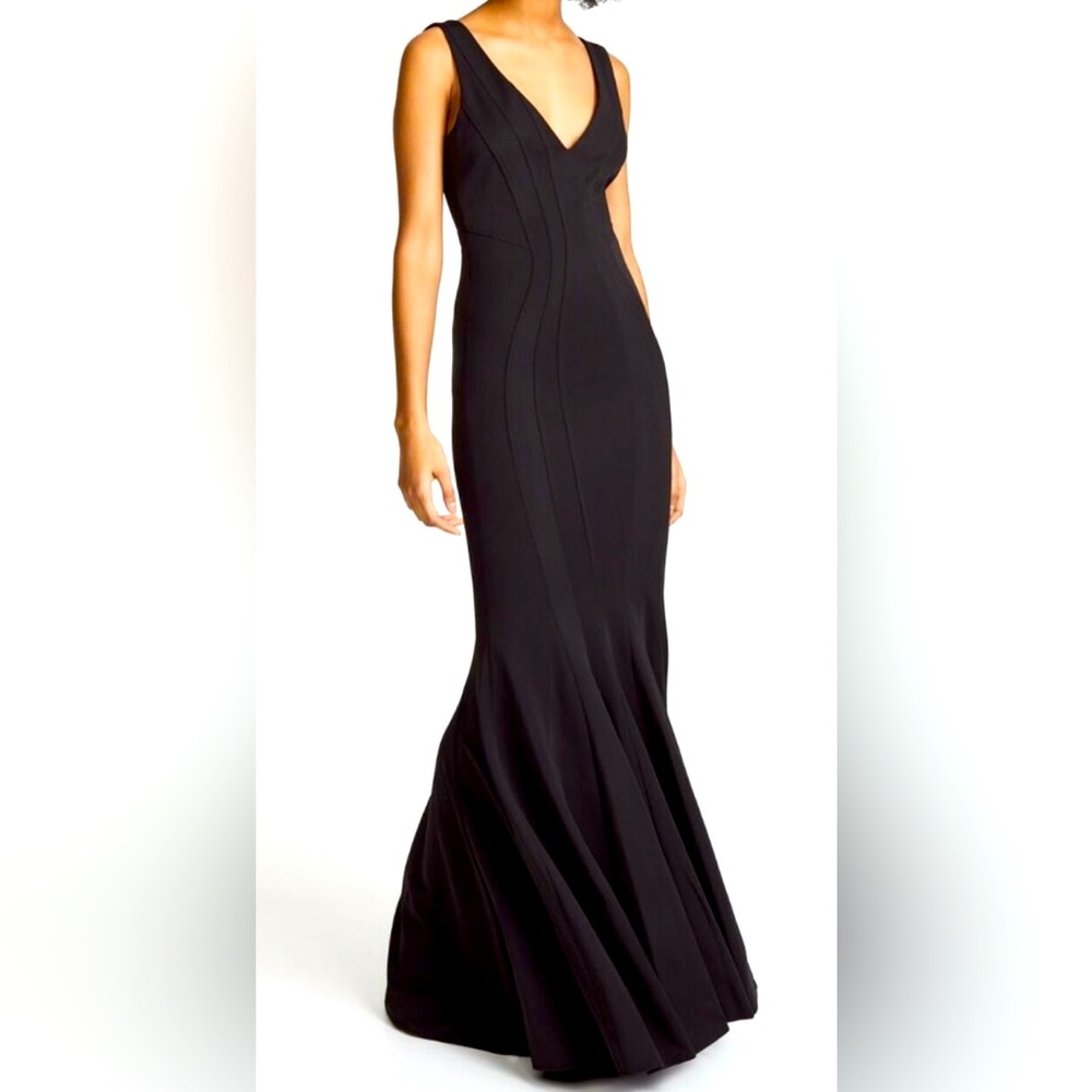 ZAC POSEN Black Seamed
Ronnie Stretch Twill Knit Mermaid
Bodycon Maxi Gown